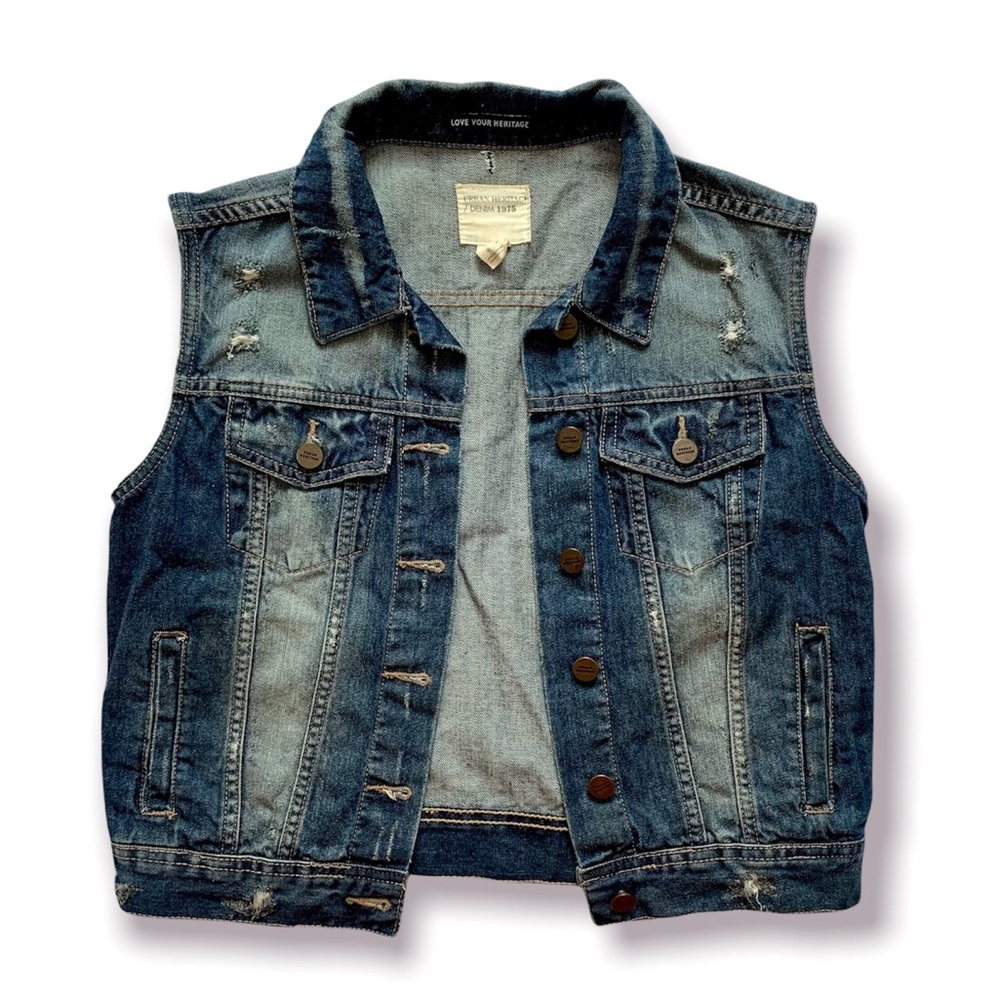 Urban Heritage Blue Denim Button Up Vest